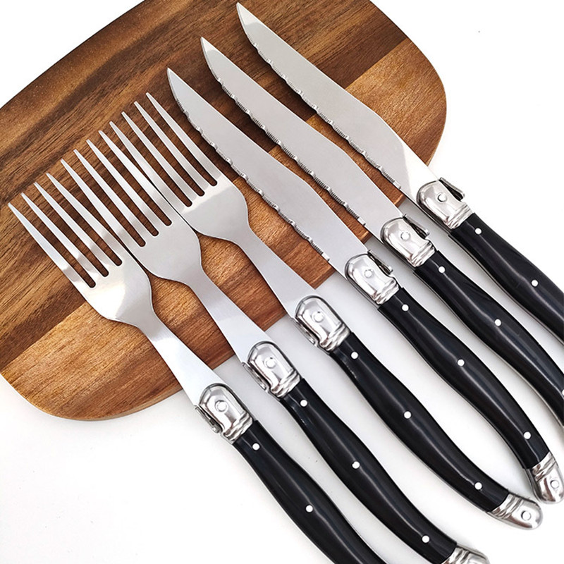 Commercial Kitchen Knives - 8'' Laguiole Style Black Steak Knives