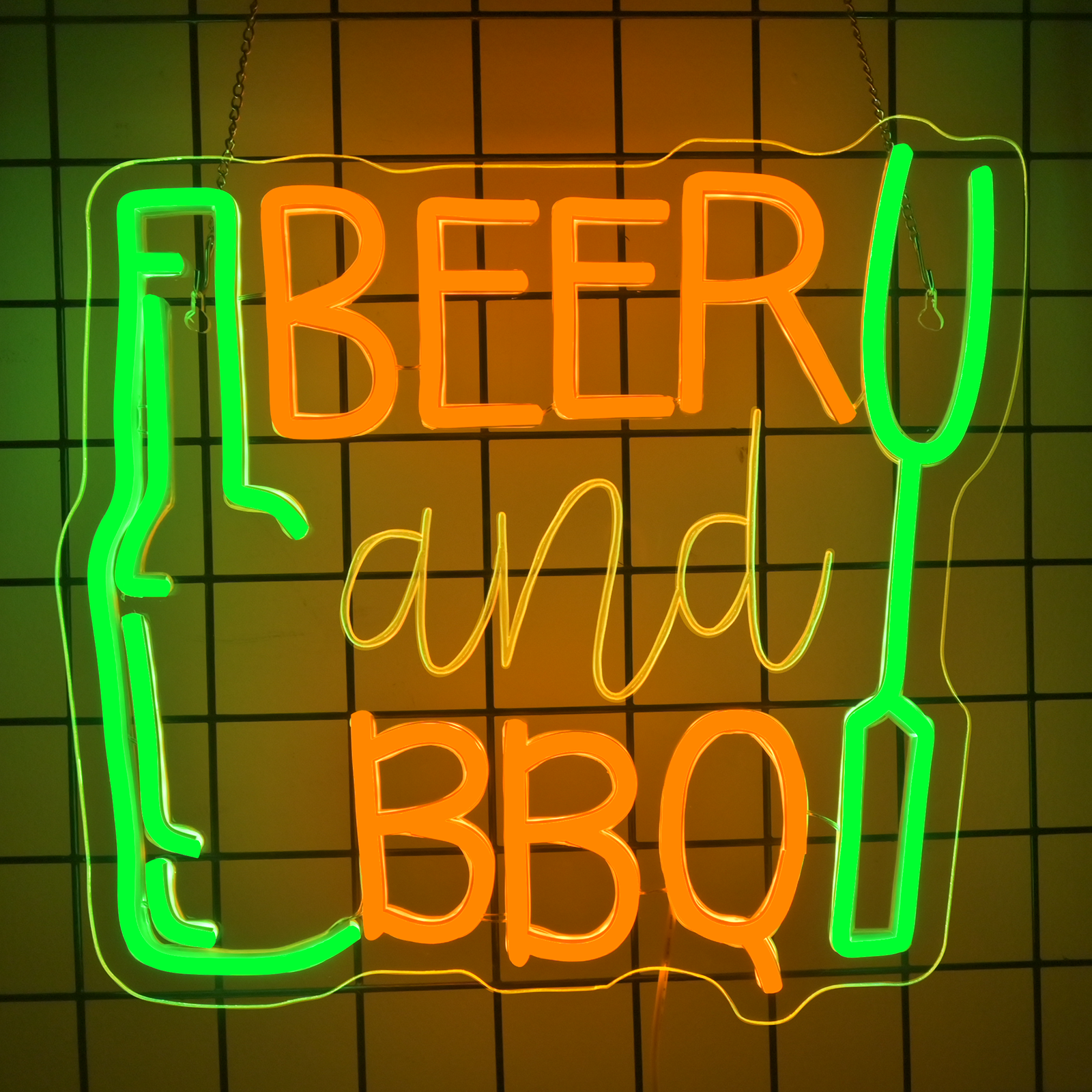 Commercial Kitchen Walls - Beer and BBQ Neon Sign Dimmable