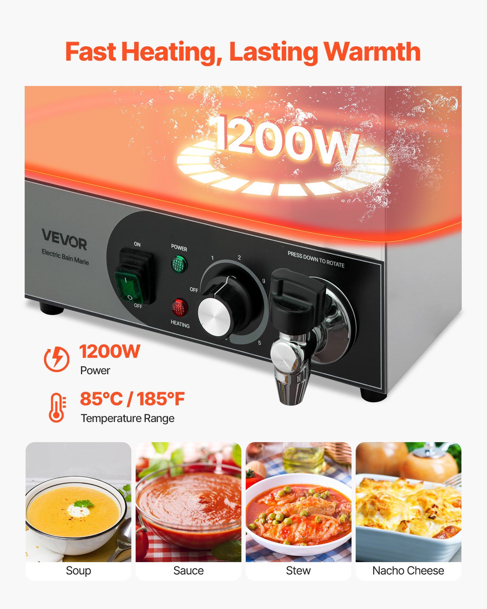 Commercial Food Warmer, 1200W  - Bain Marie Food Warmer incelemesi ve fiyatı