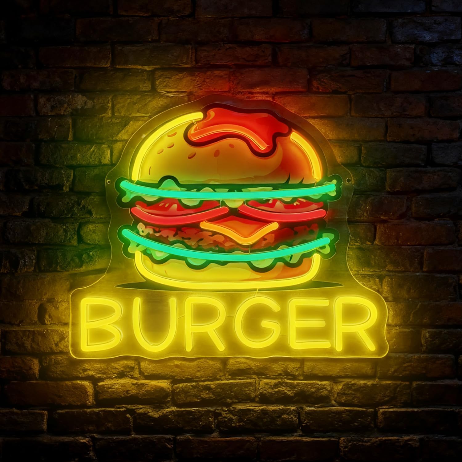 Burger Neon Sign, LED Hamburge - Commercial Kitchen Walls incelemesi ve fiyatı