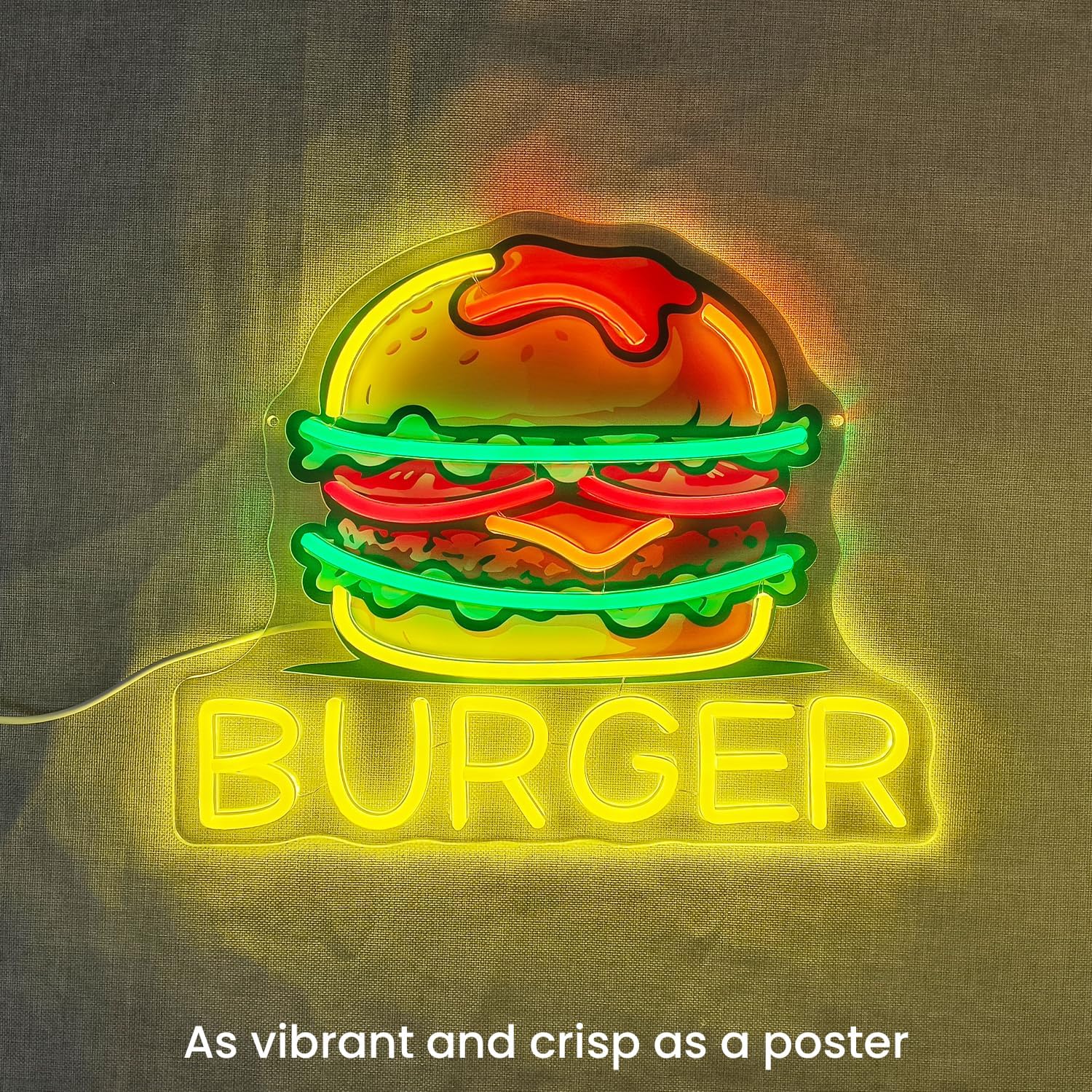 Burger Neon Sign, LED Hamburge - Commercial Kitchen Walls incelemesi ve fiyatı