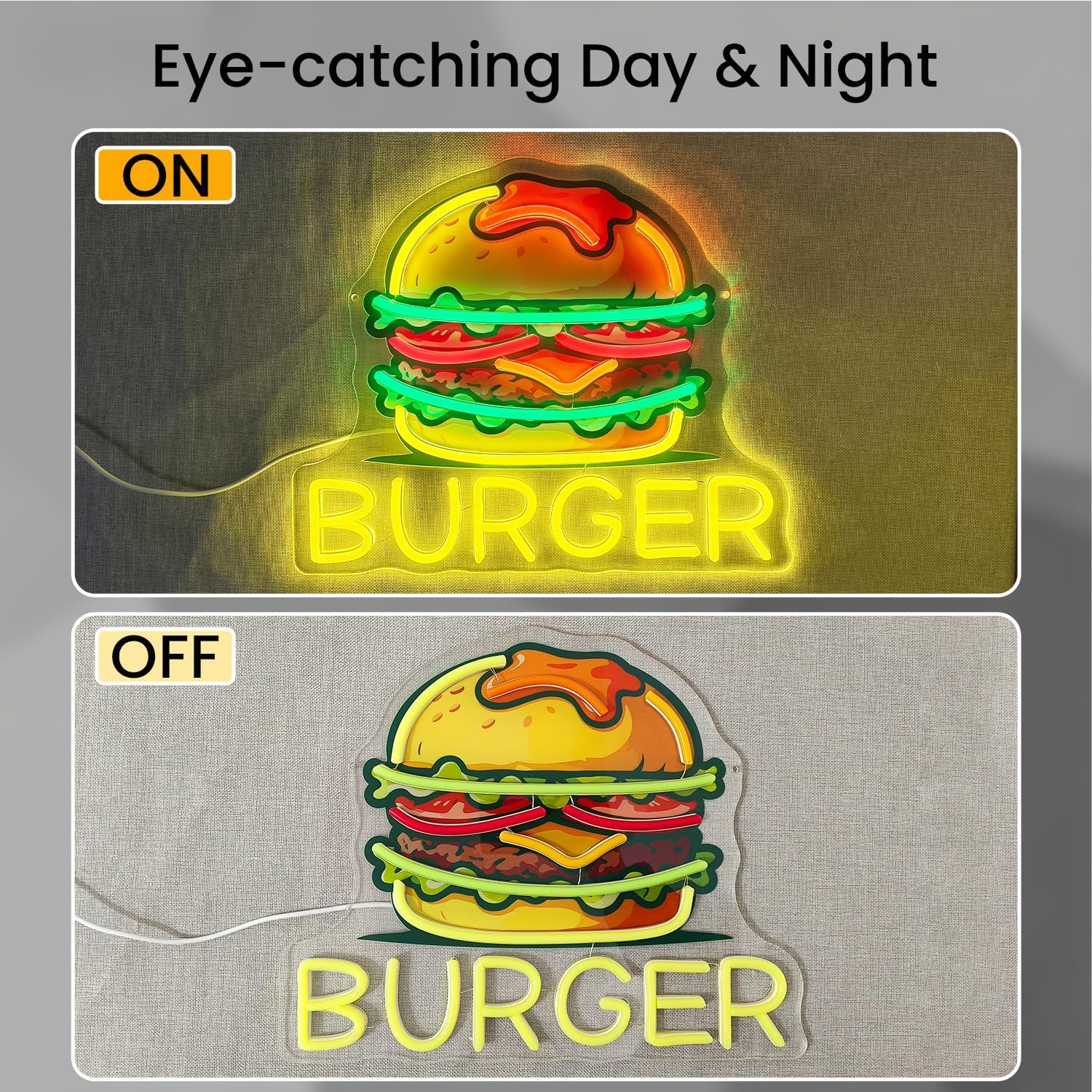 Burger Neon Sign, LED Hamburge - Commercial Kitchen Walls incelemesi ve fiyatı