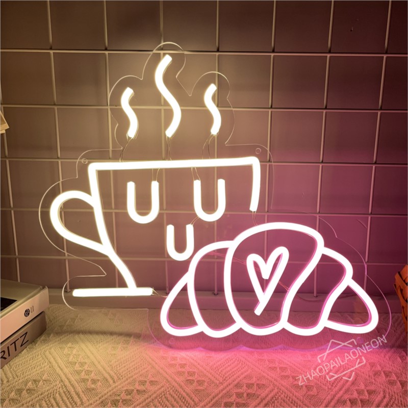 Coffee Bread Neon Sign Croissa - Commercial Kitchen Walls incelemesi ve fiyatı