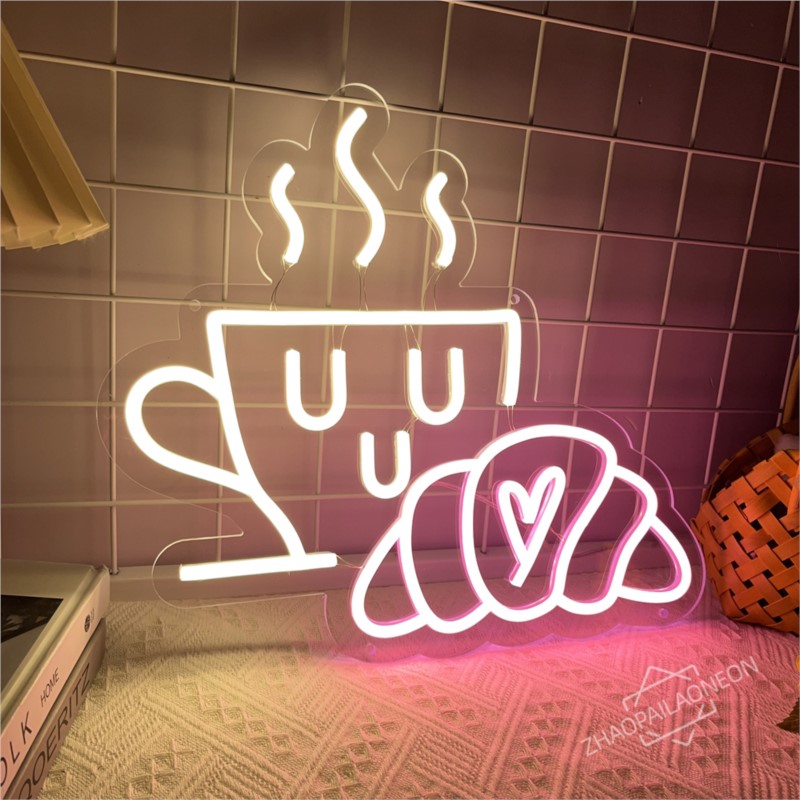 Coffee Bread Neon Sign Croissa - Commercial Kitchen Walls incelemesi ve fiyatı