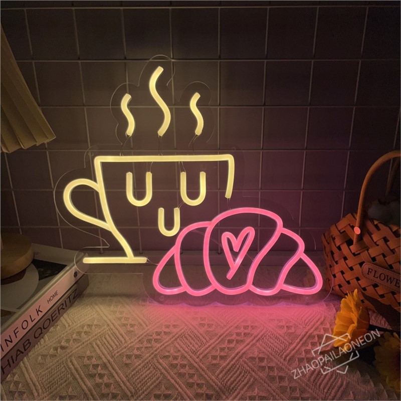 Coffee Bread Neon Sign Croissa - Commercial Kitchen Walls incelemesi ve fiyatı