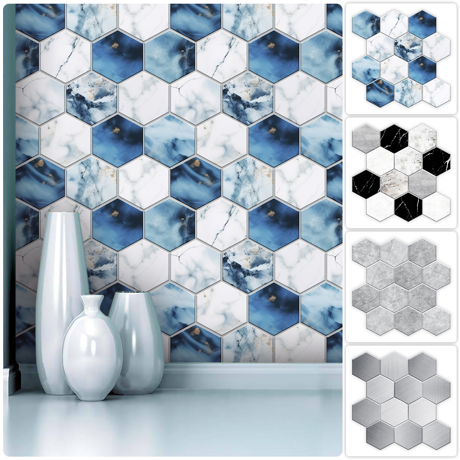 5 Styles Flat Hexagon Marble E - Commercial Kitchen Tiles incelemesi ve fiyatı