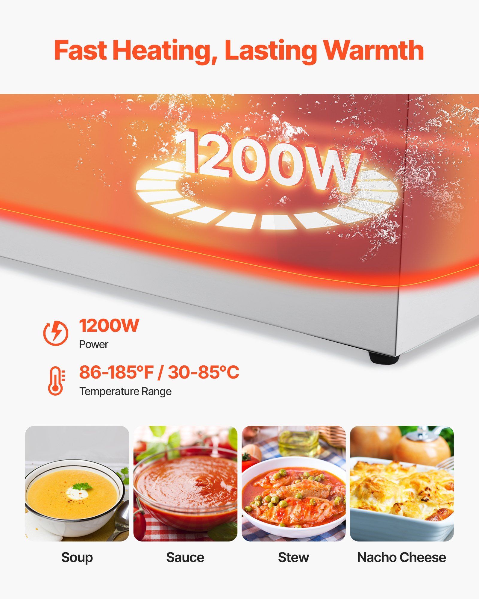 Commercial Food Warmer, 1200W  - Bain Marie Food Warmer incelemesi ve fiyatı
