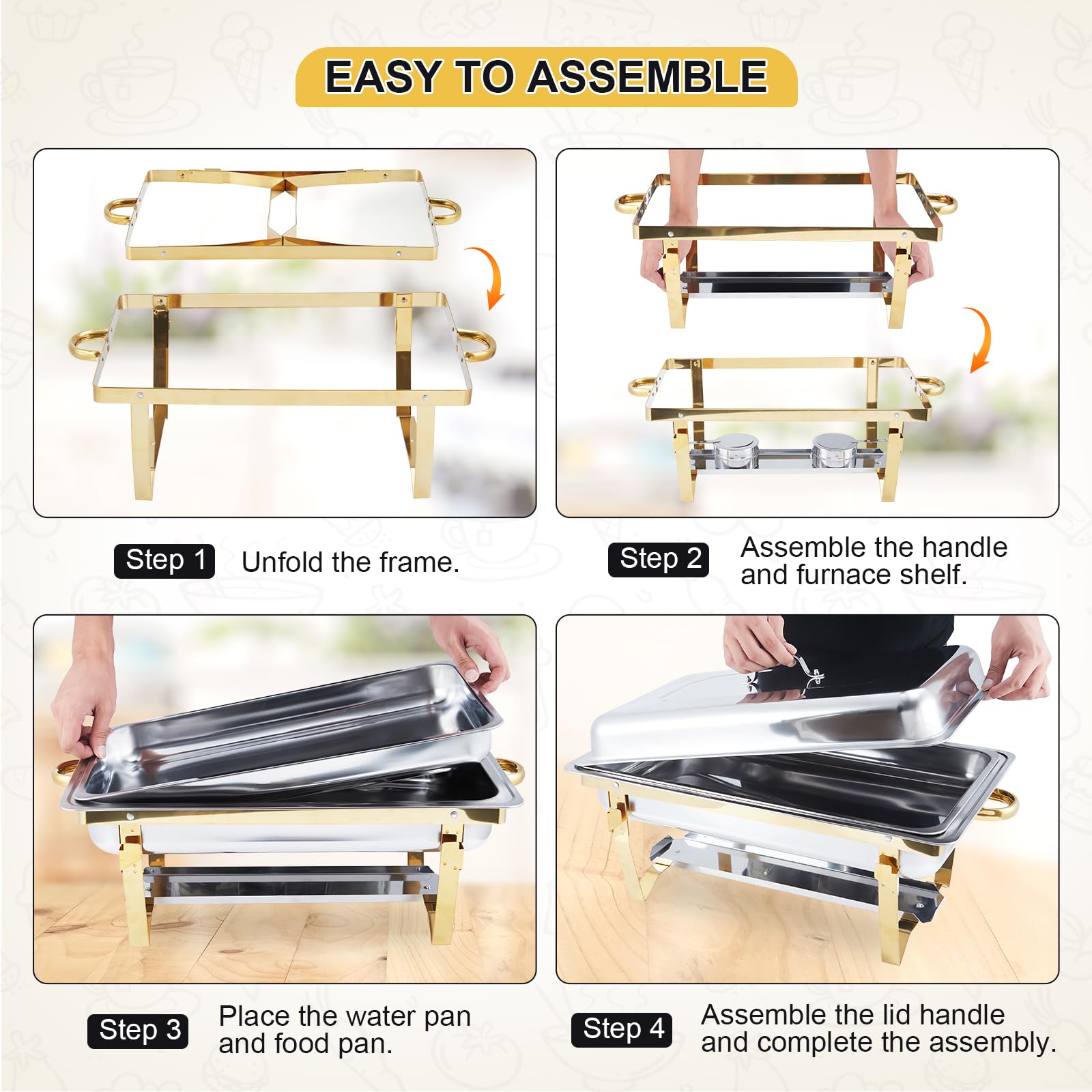4 Pack Buffet Chafing Dish Set - Bain Marie Food Warmer incelemesi ve fiyatı