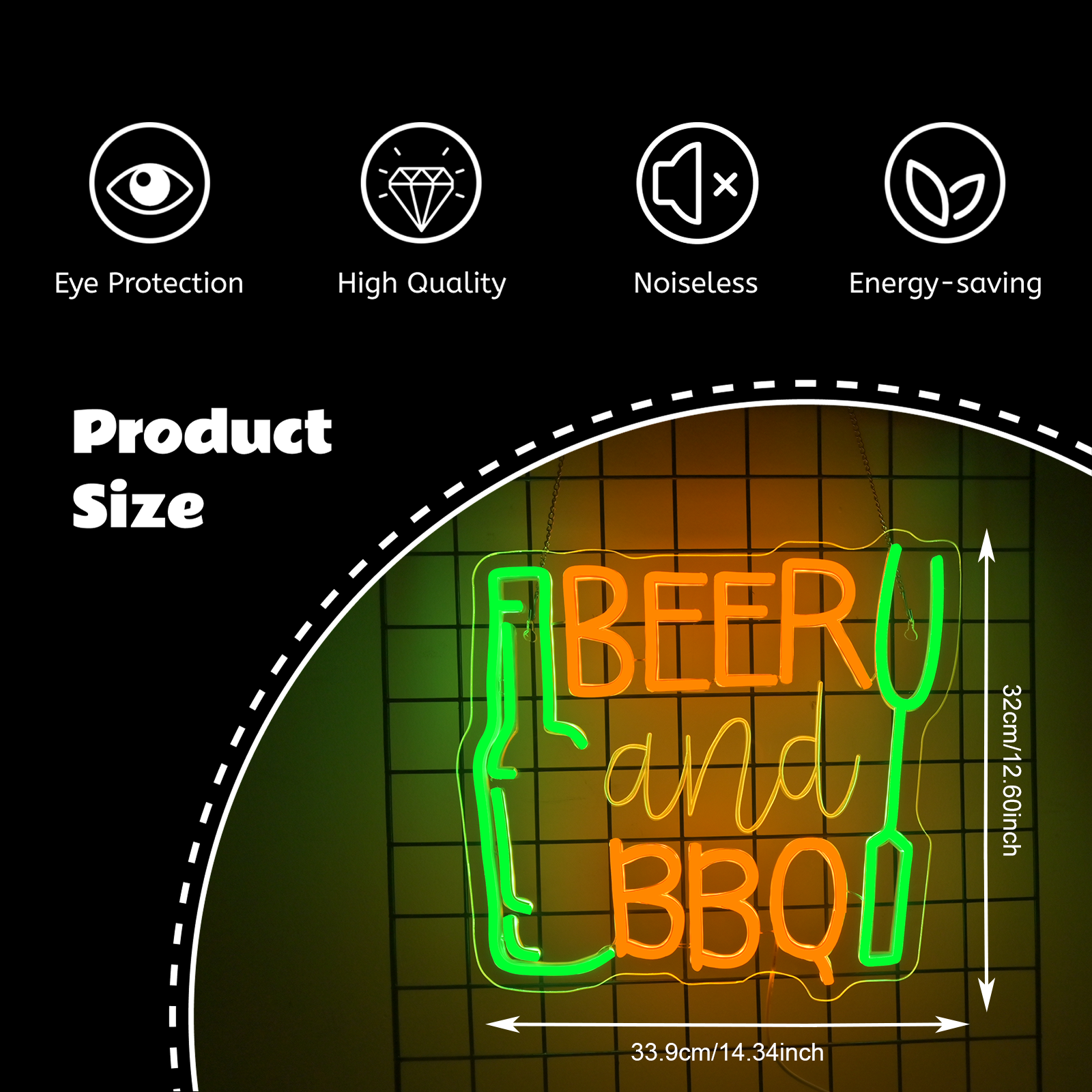 Beer and BBQ Neon Sign Dimmabl - Commercial Kitchen Walls incelemesi ve fiyatı