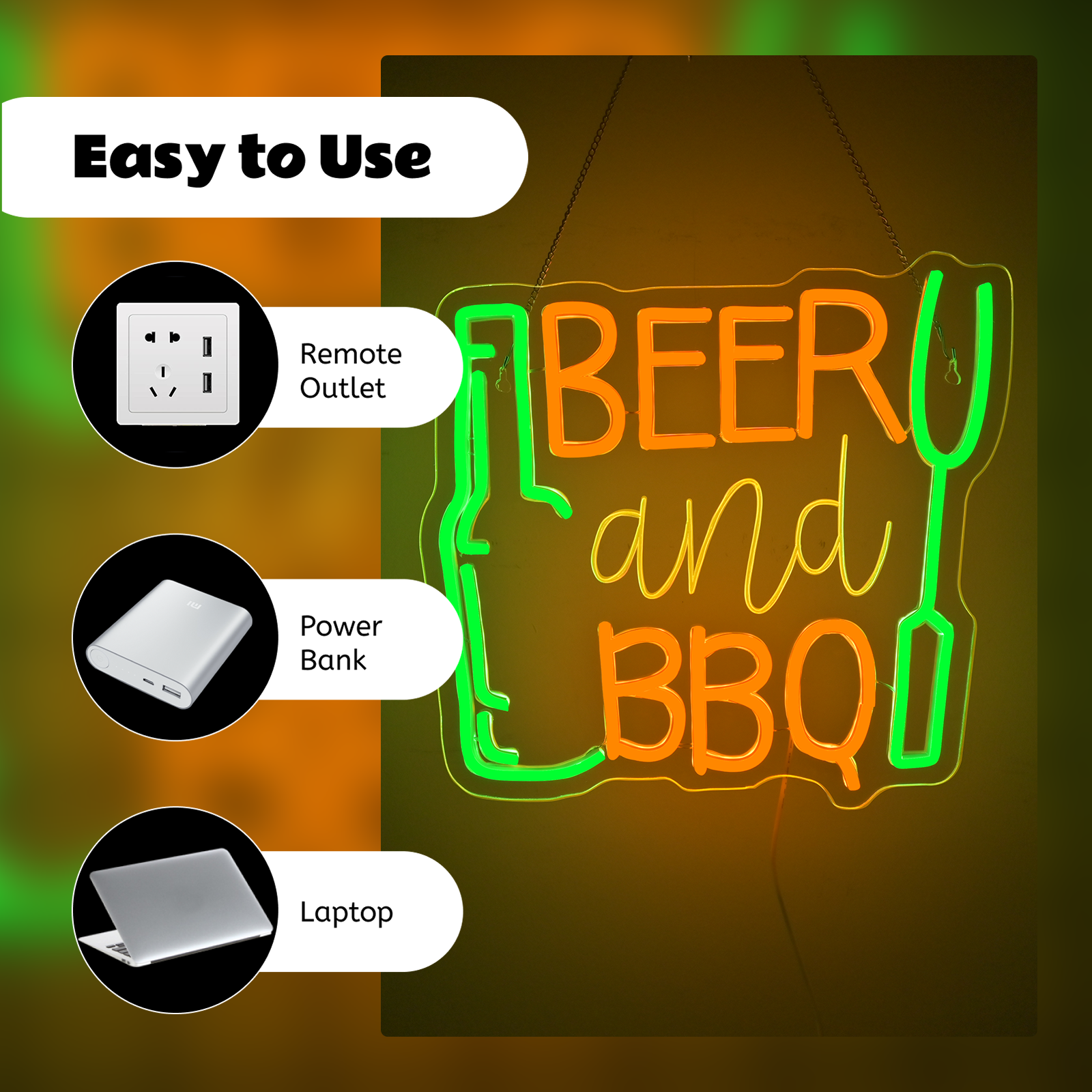 Beer and BBQ Neon Sign Dimmabl - Commercial Kitchen Walls incelemesi ve fiyatı