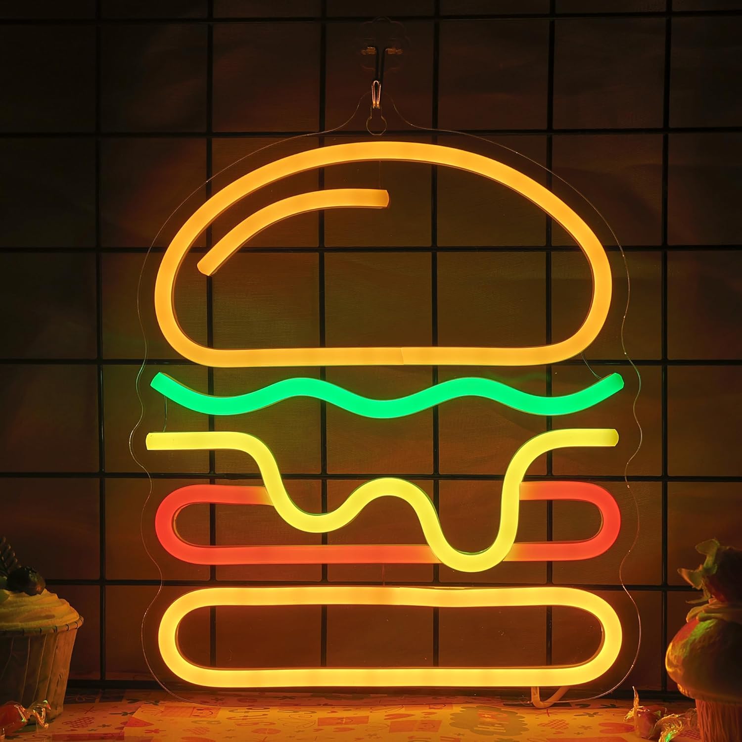 Burger Neon Sign with Layered  - Commercial Kitchen Walls incelemesi ve fiyatı