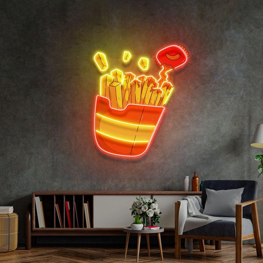 Custom French Fries Neon Sign  - Commercial Kitchen Walls incelemesi ve fiyatı