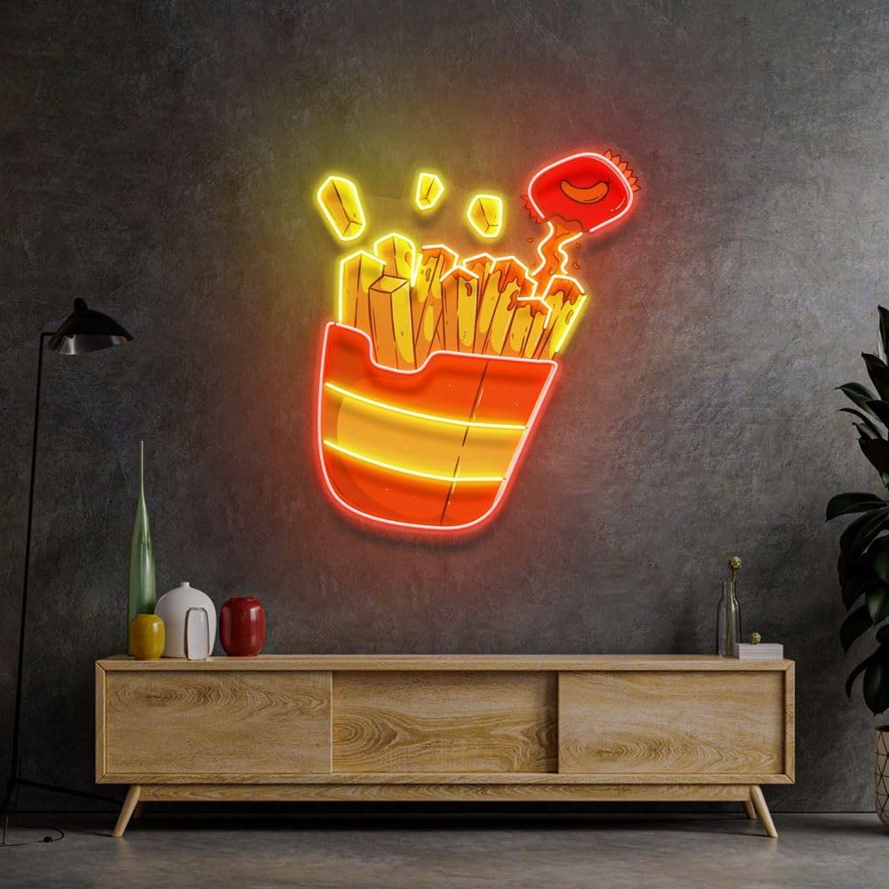 Custom French Fries Neon Sign  - Commercial Kitchen Walls incelemesi ve fiyatı