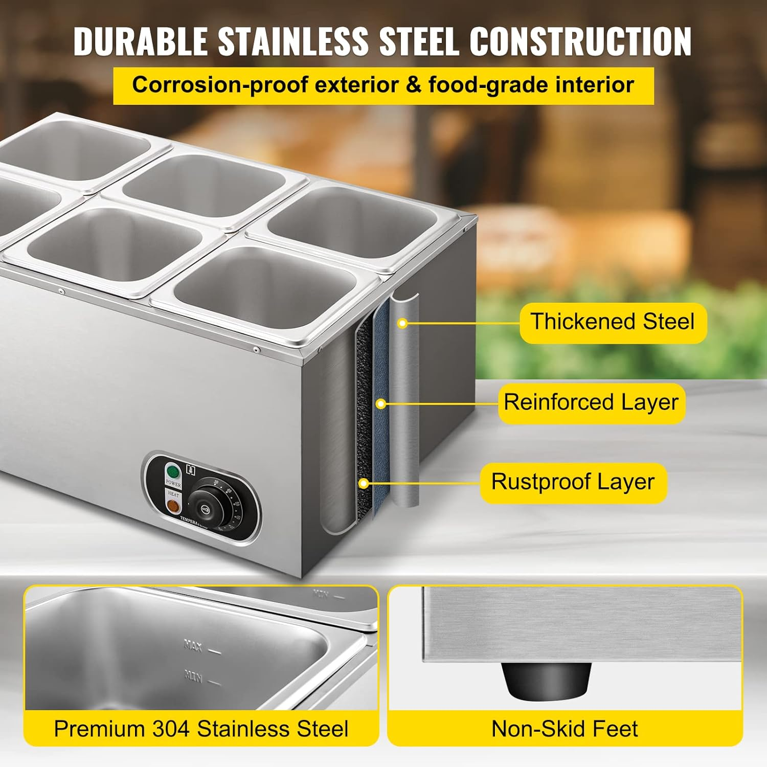 6 Tanks Commercial Bain Marie  - Bain Marie Food Warmer incelemesi ve fiyatı