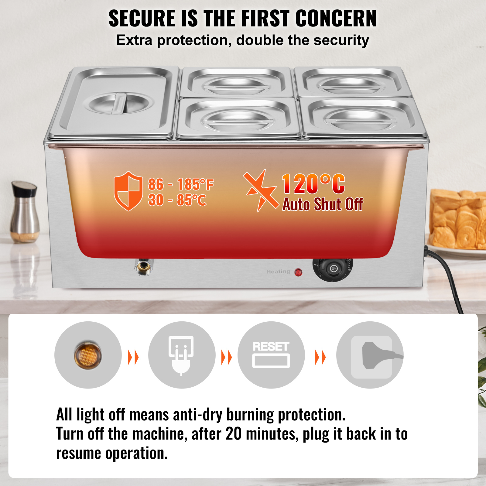 SucceBuy 24QT 5-Pan Commercial - Bain Marie Food Warmer incelemesi ve fiyatı