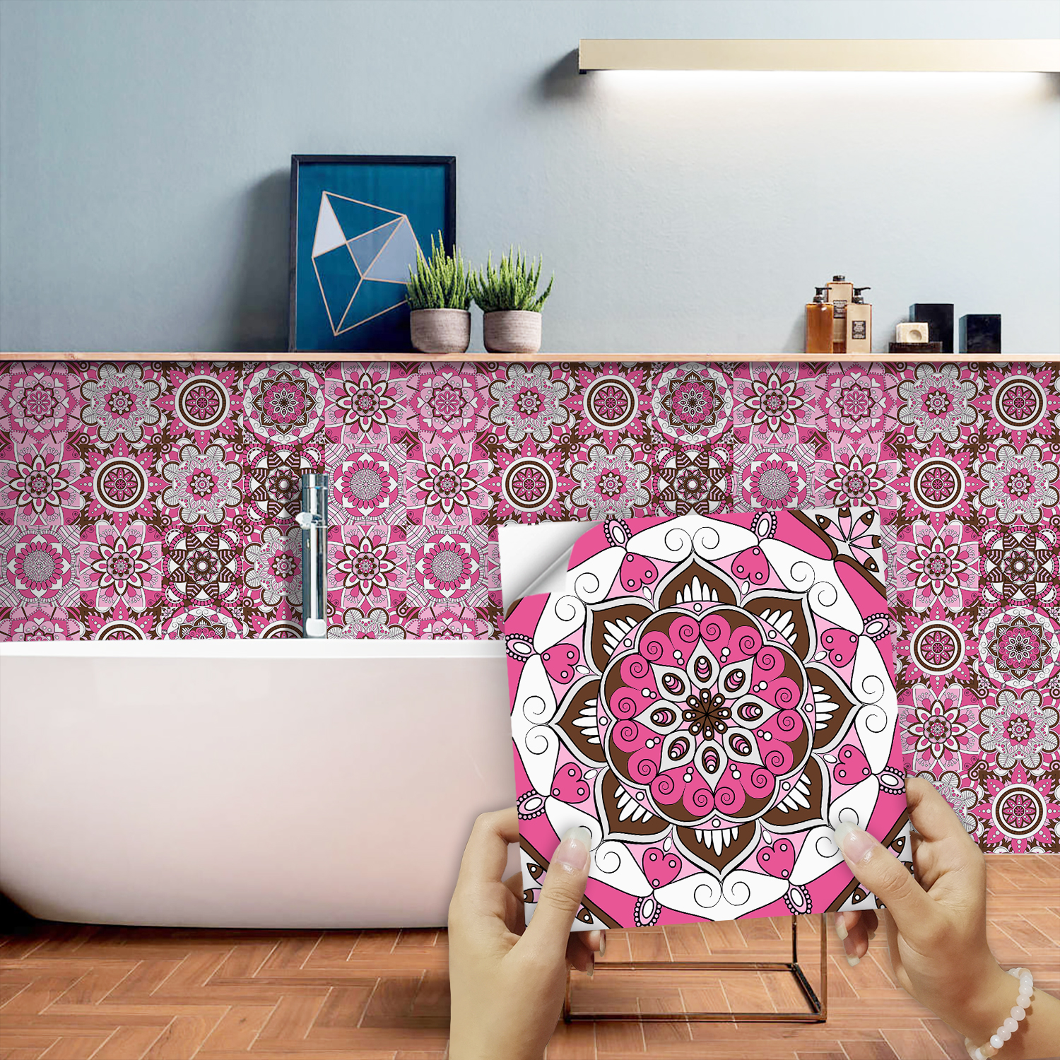 Pink Mandala Vintage Decor Til - Commercial Kitchen Tiles incelemesi ve fiyatı
