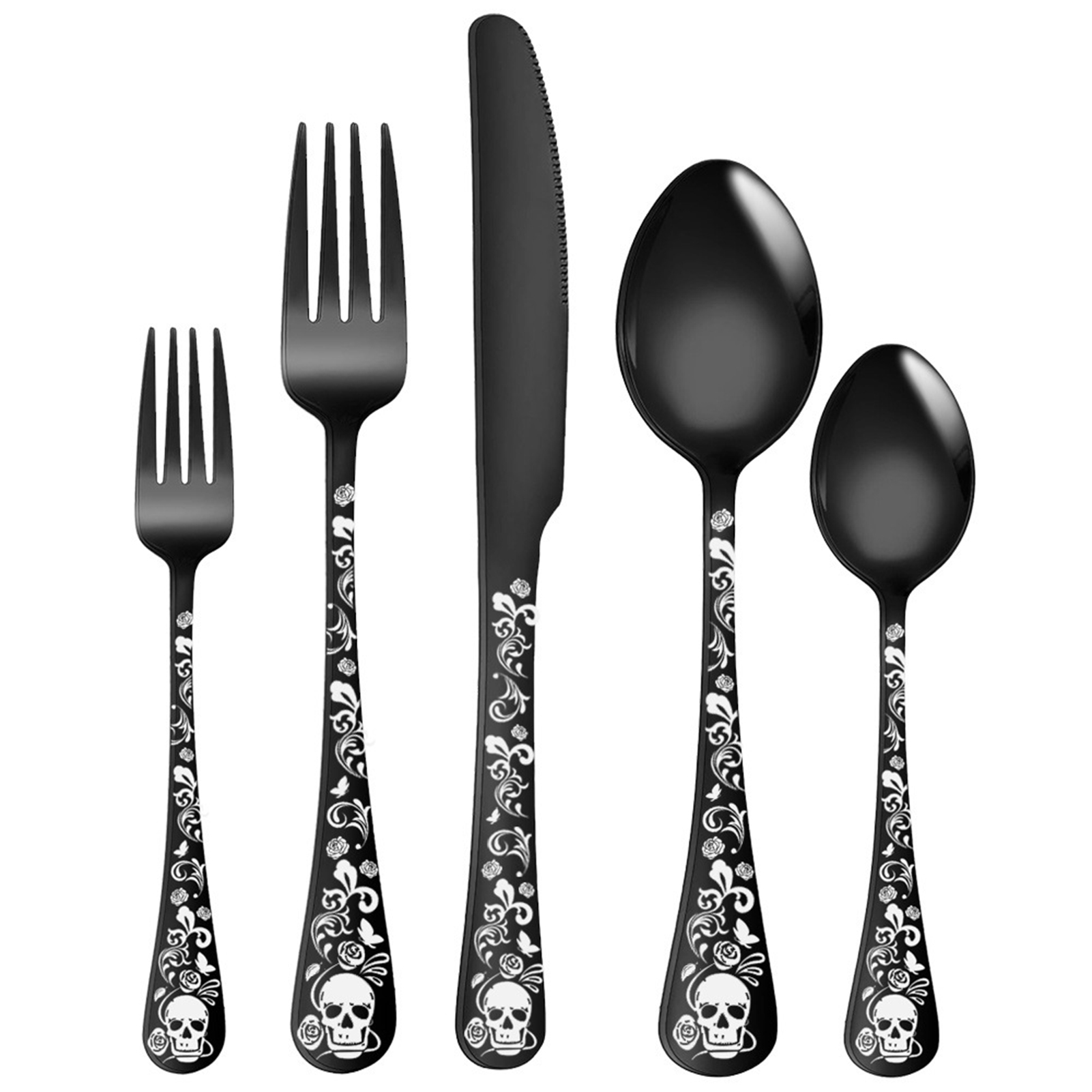 5pcs Skull Pattern Stainless S - Commercial Kitchen Knives incelemesi ve fiyatı