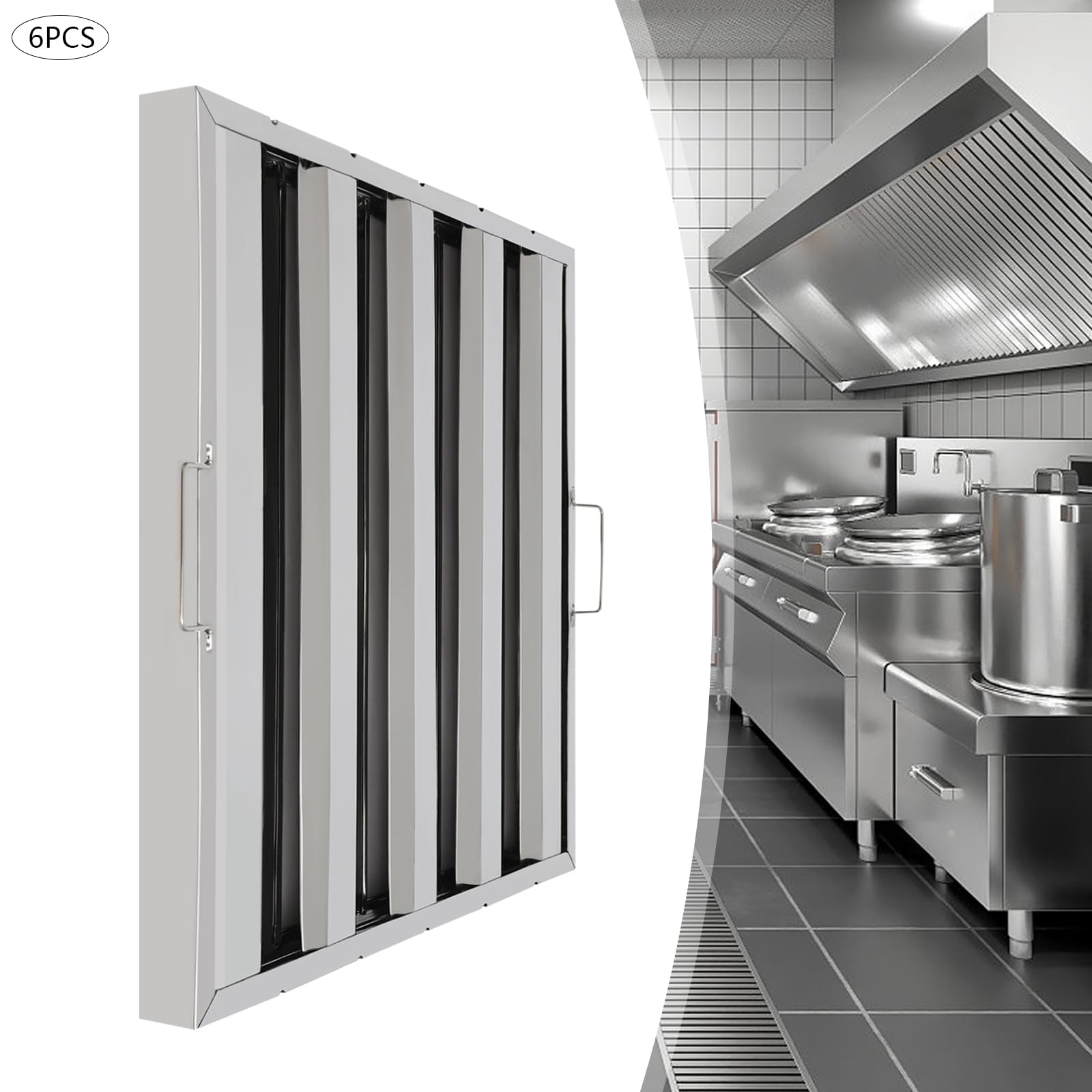 6 Pack Hood Filters, Stainless - Commercial Kitchen Range Hood incelemesi ve fiyatı