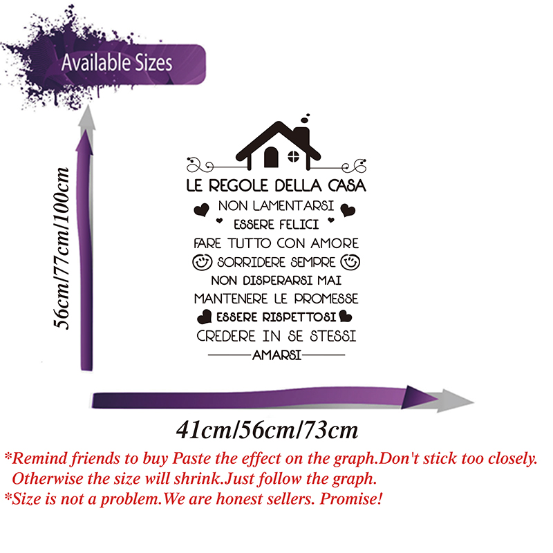 Italian House Rules Wall Decal - Commercial Kitchen Tiles incelemesi ve fiyatı