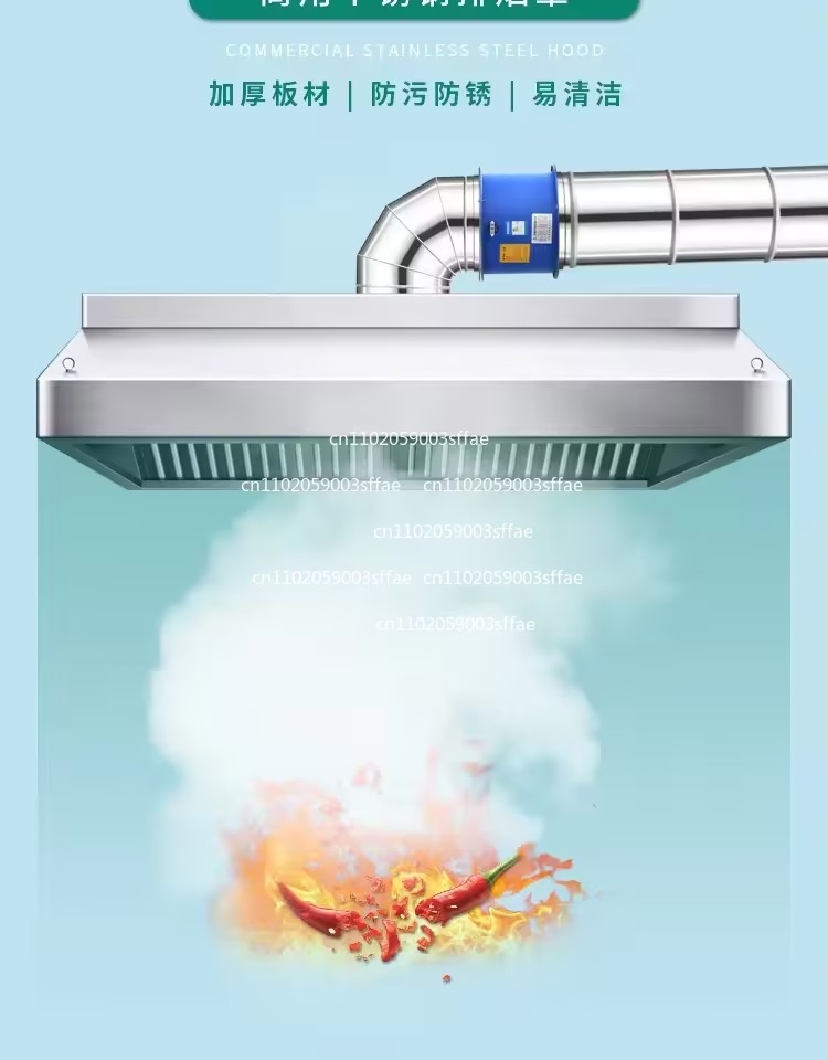 Thickened stainless steel fume - Commercial Kitchen Range Hood incelemesi ve fiyatı